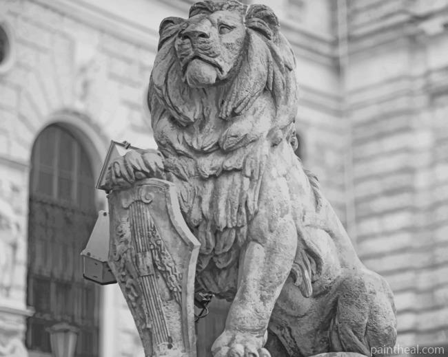 Black and White Lion Statue Painting By Numbers Kits