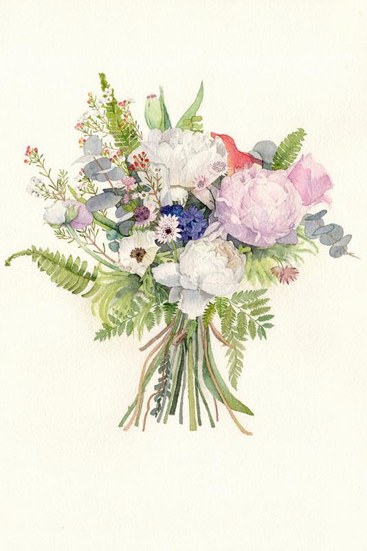 Botanical Flowers White Background – 5D Diamond Painting Painting By Numbers Kits