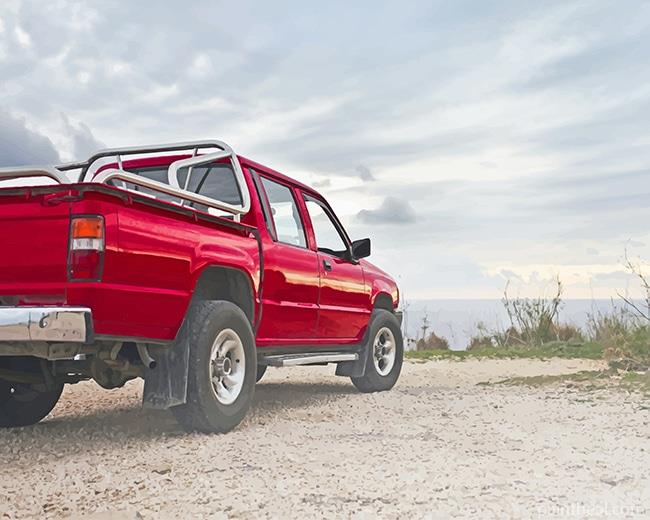 Red Pickup Truck Painting By Numbers Kits