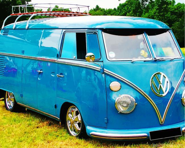 Blue Volkswagen Van Painting By Numbers Kits