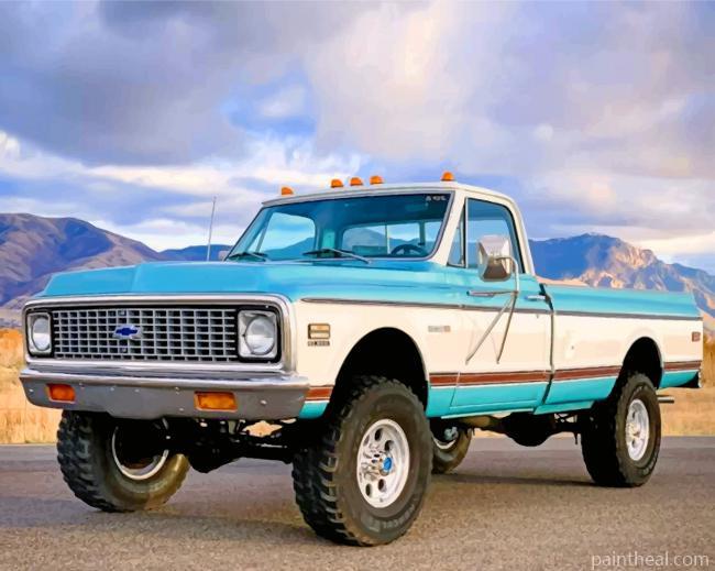 White And Blue Chevy Blazer Painting By Numbers Kits