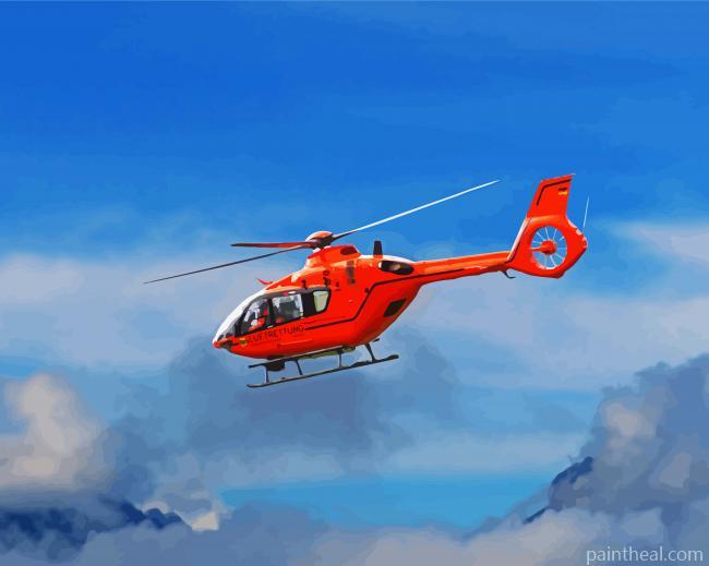 Orange Medical Helicopter Painting By Numbers Kits