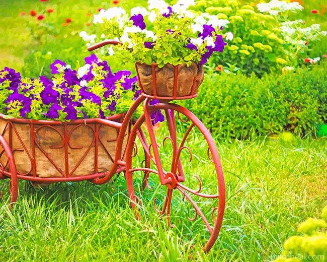 Bicycle Garden Flowers Painting By Numbers Kits