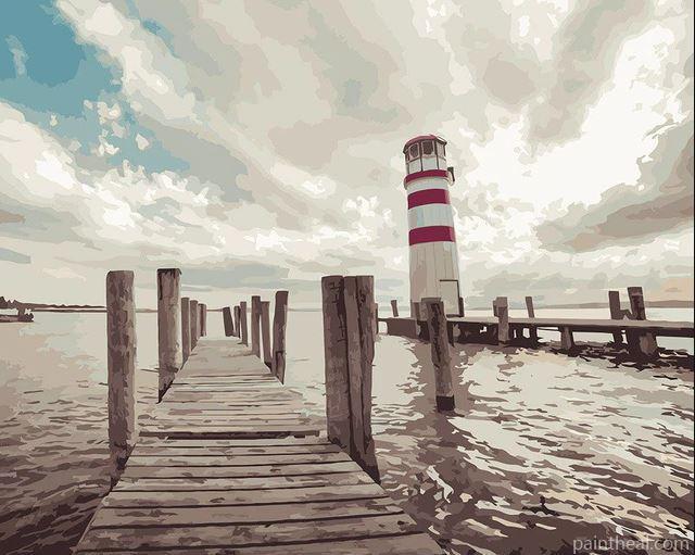 Sea Pier Lighthouse Painting By Numbers Kits