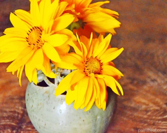 Vase With Yellow Flowers Painting By Numbers Kits