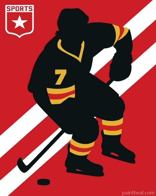Ice Hockey Silhouette Poster Painting By Numbers Kits