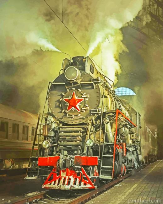 Old Soviet Steam Train Painting By Numbers Kits
