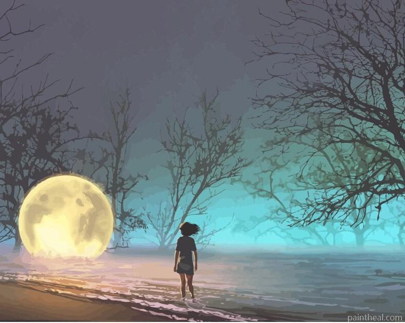 Moon On Beach Painting By Numbers Kits