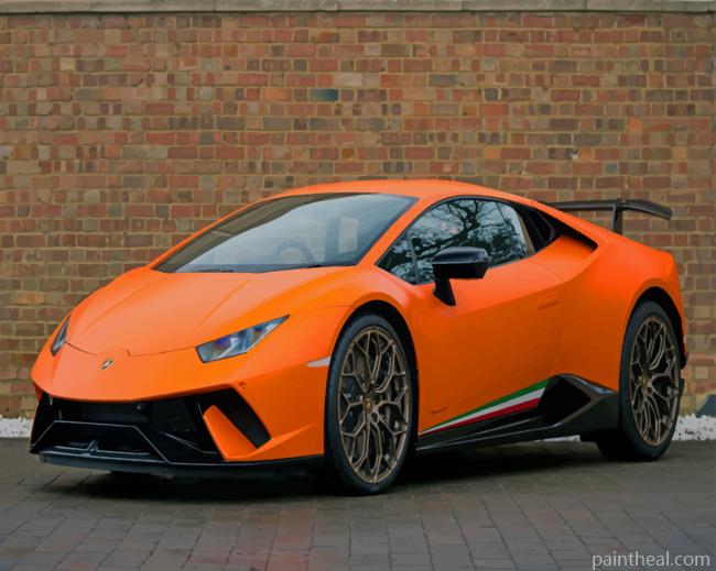 Orange Lamborghini Huracan Car Painting By Numbers Kits