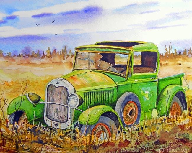 Old Green Truck Painting By Numbers Kits