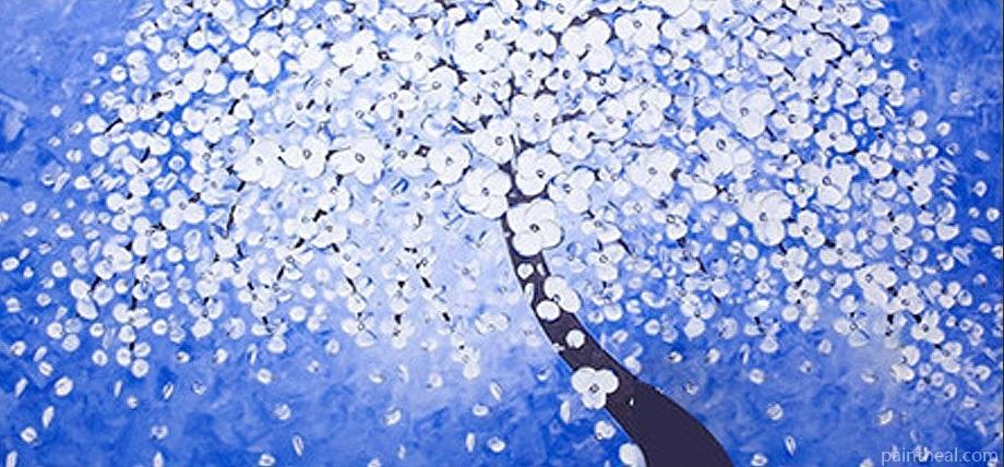 White Flower Tree Painting By Numbers Kits