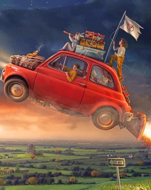 Flying Car Art Painting By Numbers Kits
