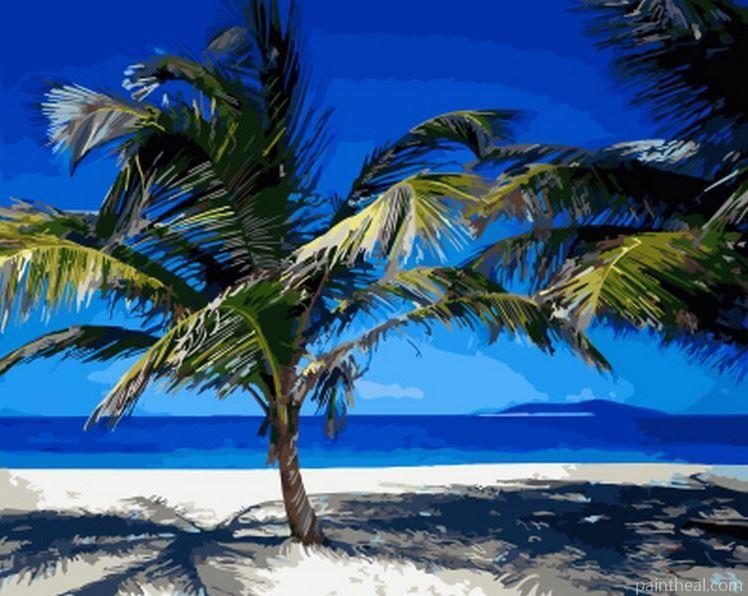 Caribbean Island Palms Painting By Numbers Kits