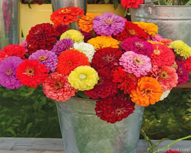 Aesthetic Zinnias Painting By Numbers Kits