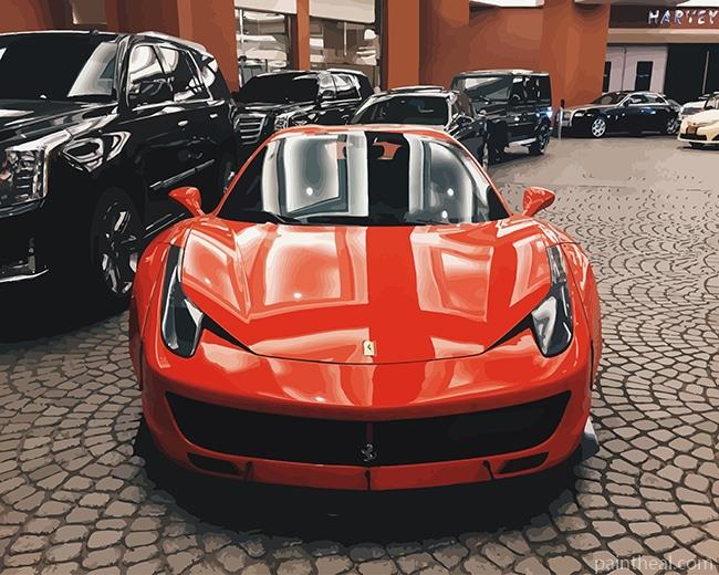 Red Ferrari 458 Spider Painting By Numbers Kits