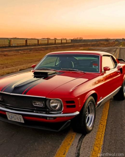 Red Old Ford Mustang Painting By Numbers Kits