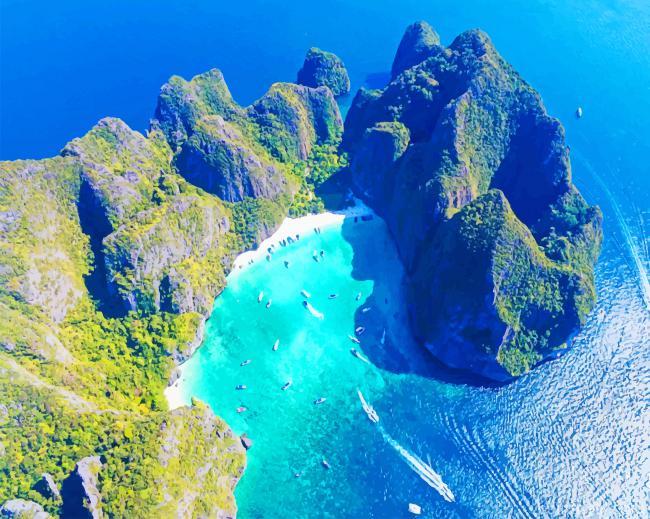 Phi Phi Island Thailand Painting By Numbers Kits
