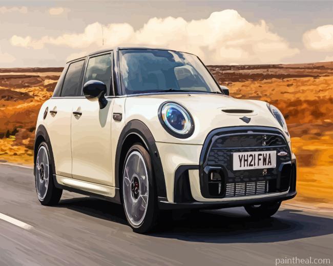 White Mini Cooper Painting By Numbers Kits