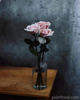Baby Pink Rose Flower Painting By Numbers Kits