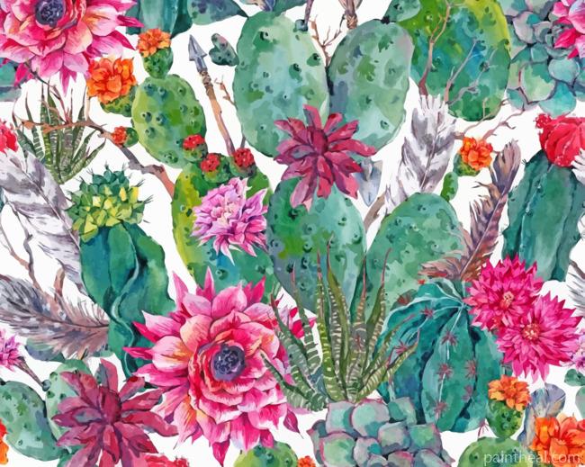 Succulents And Flowers Painting By Numbers Kits