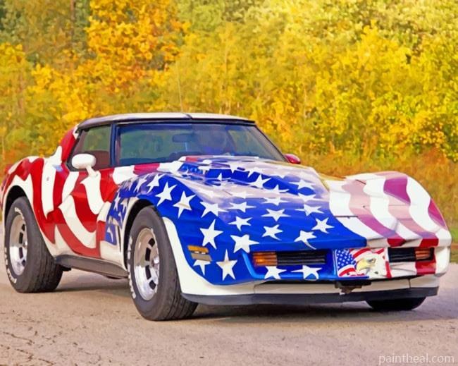 American Flag Car Painting By Numbers Kits