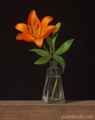 Orange Flower In A Glass Vase – 5D Diamond Painting Painting By Numbers Kits