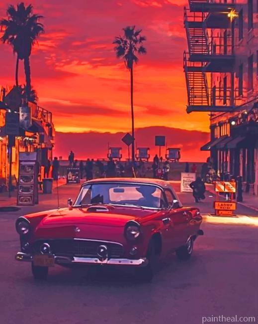 Classic Car In California Painting By Numbers Kits