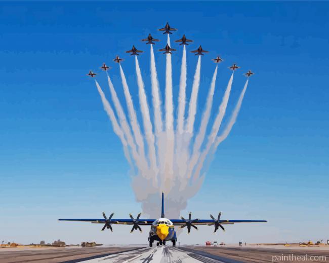 Blue Angels Thunderbirds Jets Painting By Numbers Kits