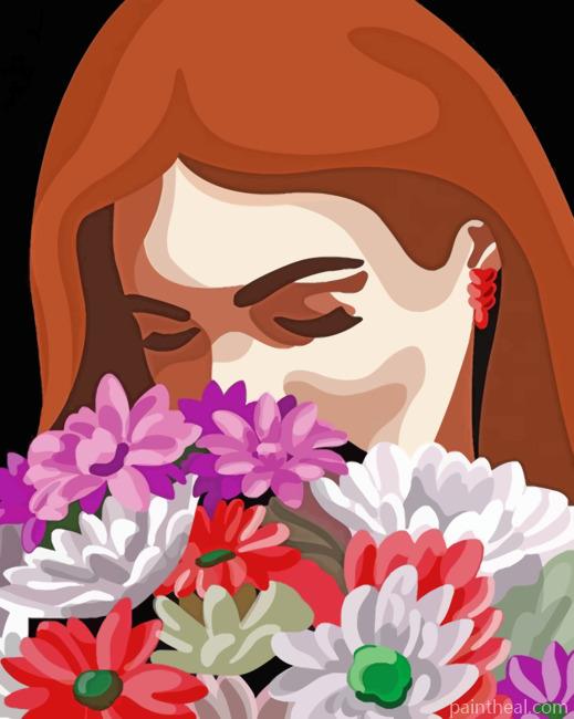 Woman Smelling Flowers Painting By Numbers Kits
