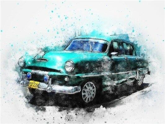 Blue Splatter Car Painting By Numbers Kits