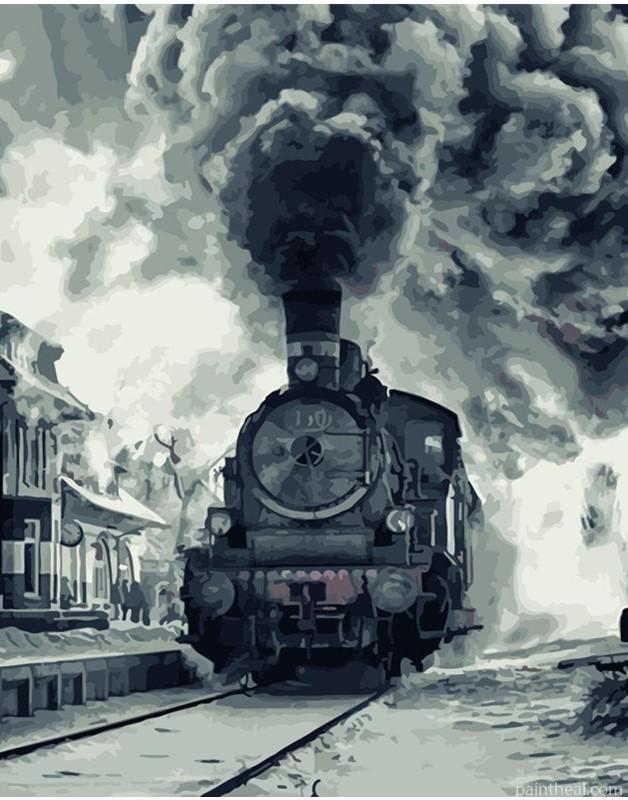 Old Steam Train Smoke Painting By Numbers Kits