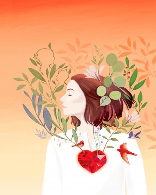 Heart Girl Growing Tree Painting By Numbers Kits