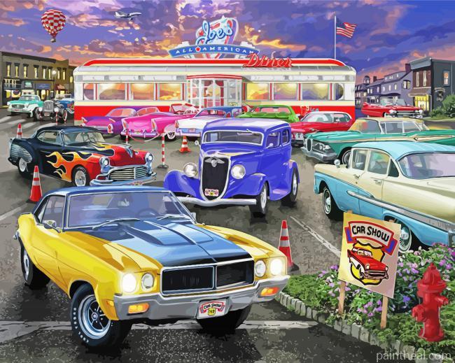 Diner Cars Show Painting By Numbers Kits