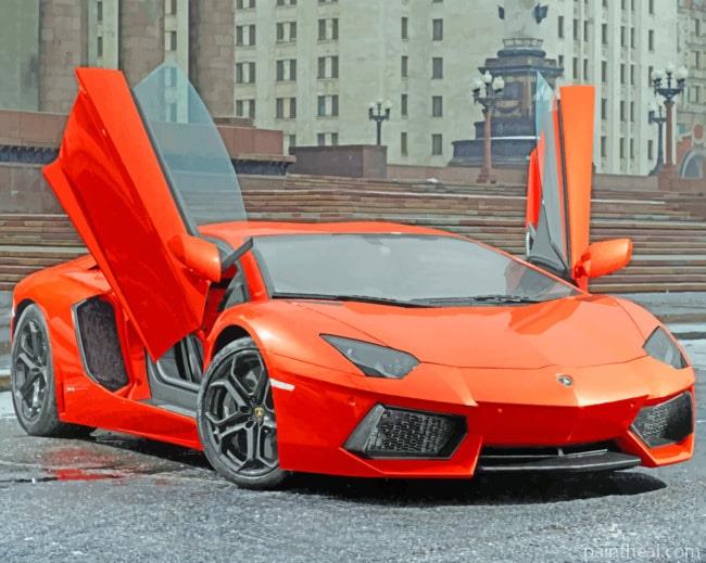 Orange Lamborghini Painting By Numbers Kits