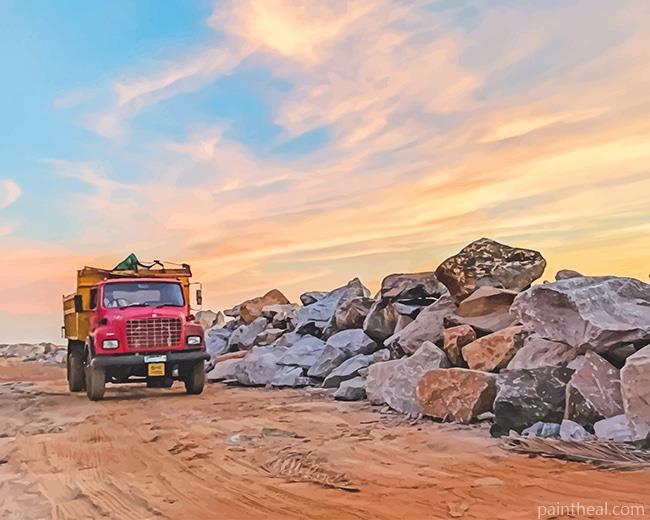 Red Dump Truck Painting By Numbers Kits