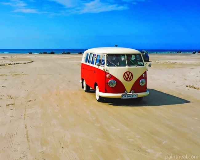 Camper Van In Beach Painting By Numbers Kits