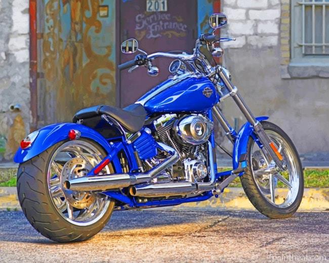 Blue Motorcycle Painting By Numbers Kits