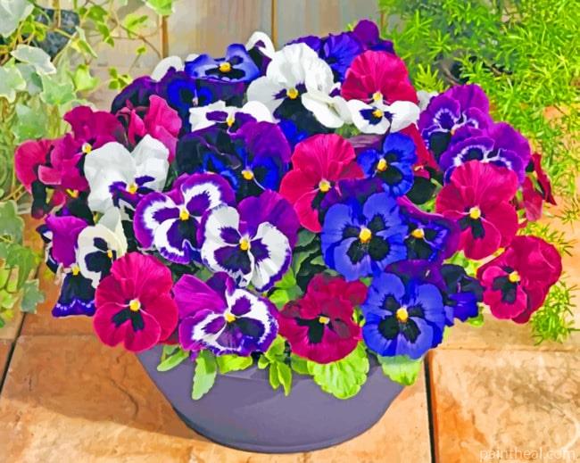 Purple Pansy Plants Painting By Numbers Kits