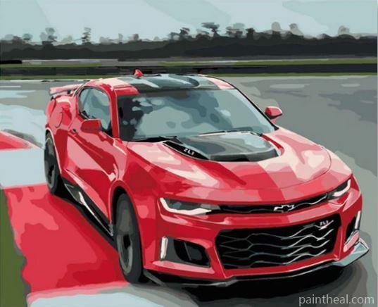 Red Chevrolet Camaro Painting By Numbers Kits