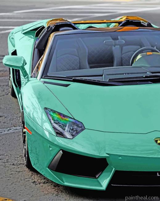 Turquoise Lamborghini Painting By Numbers Kits