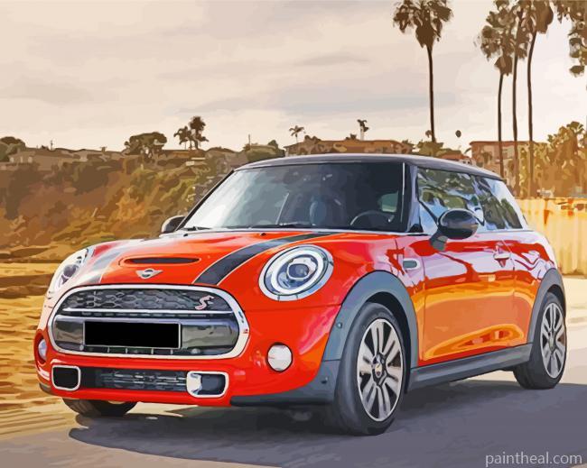 Orange Mini Cooper Painting By Numbers Kits