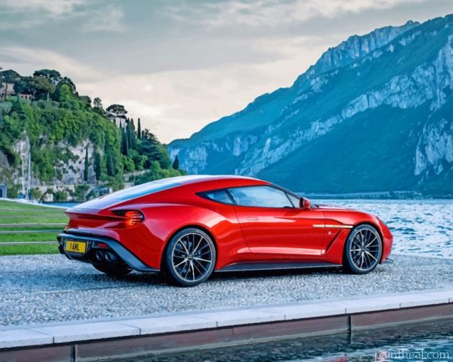 Red Aston Martin Sport Car Painting By Numbers Kits