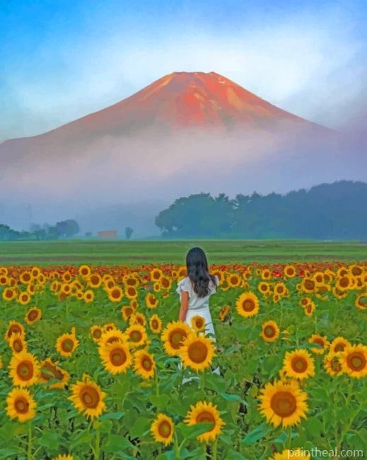 Woman In A Field Of Sunflowers Painting By Numbers Kits