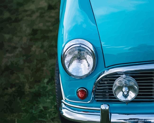 Blue Classic Car Headlight Painting By Numbers Kits
