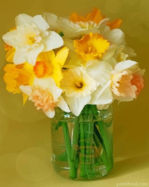 Aesthetic Daffodils Flowers In Vase Painting By Numbers Kits