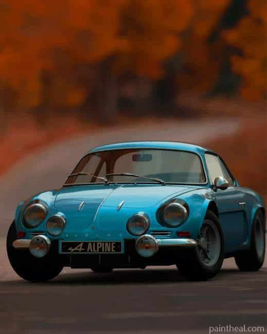 Vintage Blue Alpine Car Painting By Numbers Kits