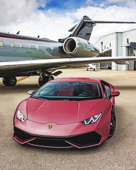 Pink Lamborghini Painting By Numbers Kits