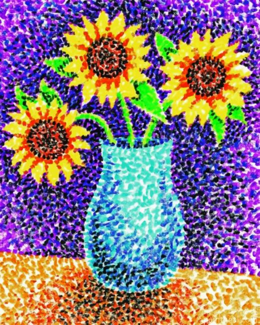 Pointillism Sunflowers Painting By Numbers Kits