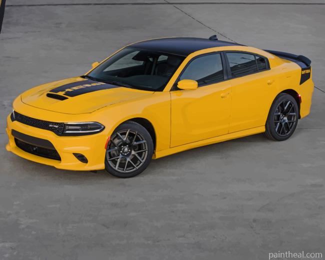 Yellow Dodge Charger Car Painting By Numbers Kits