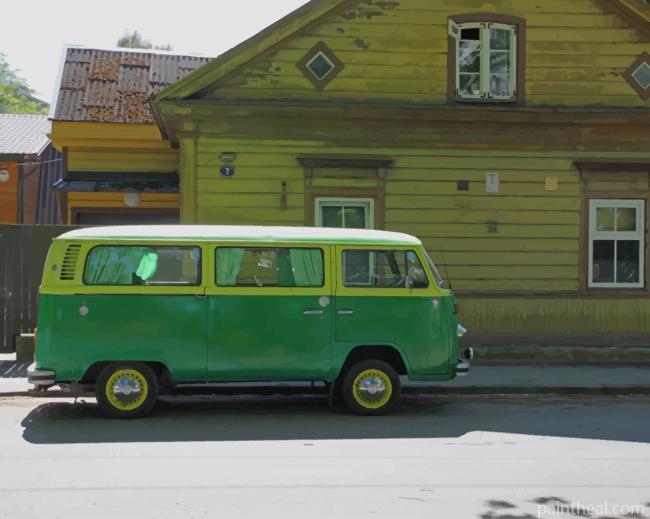Green And Yellow Van Painting By Numbers Kits